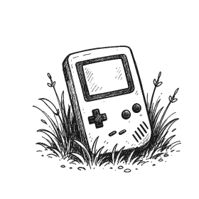 Ink drawing of a handheld game console.
